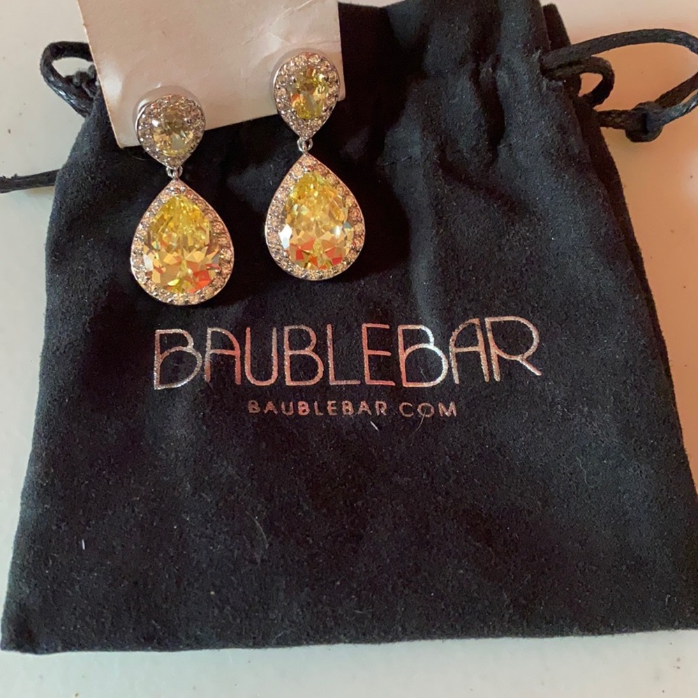 BaubleBar beyond fabulous teardrop citrine and zirconia earrings